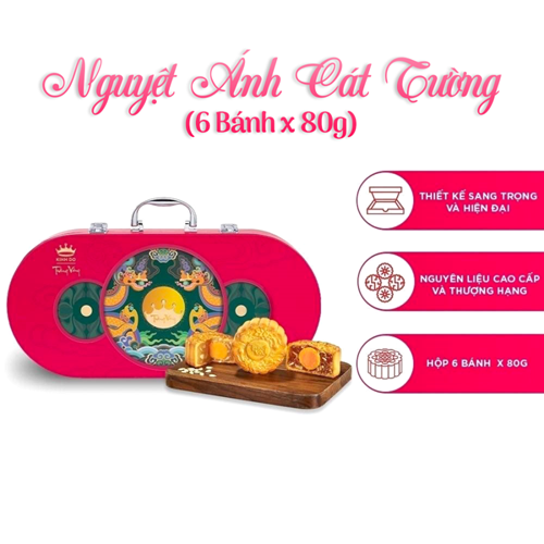 Bánh Trung Thu Kinh Đô Trăng Vàng Nguyệt Ánh Cát Tường 6 Bánh x 80g