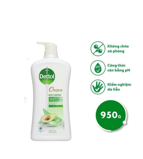 Sữa tắm Dettol Onzen kháng khuẩn và dưỡng da hương lô hội & bơ 950g