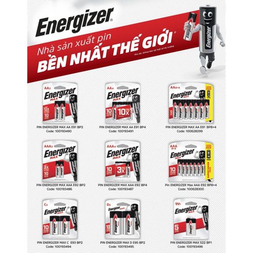 Pin Energizer Max AA E91 BP8+4