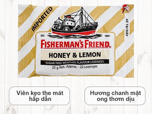 Kẹo cay con tàu không đường Fisherman's Friend hương chanh mật ong gói 25g Mã 101189638