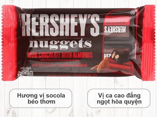 Socola đen nhân hạnh nhân Hershey's Nuggets gói 56g Mã 100765181