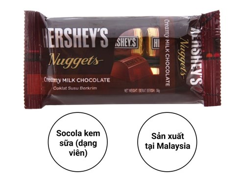 Socola kem sữa Hershey's Nuggets gói 56g Mã 100765182