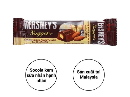  Socola sữa hạnh nhân Hershey's Nuggets gói 28g Mã 100790858