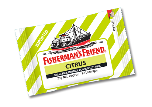 Kẹo cay con tàu không đường Fisherman's Friend hương cam chanh gói 25g Mã 100964876