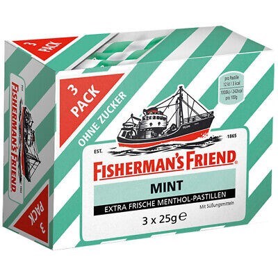 Kẹo cay con tàu không đường Fisherman's Friend hương bạc hà gói 25g Mã 100964873