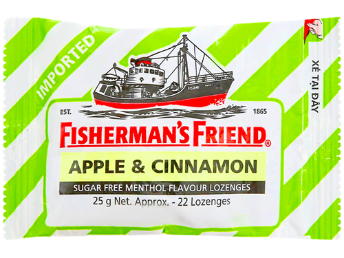 Kẹo cay con tàu không đường Fisherman's Friend hương táo quế gói 25g Mã 101035331