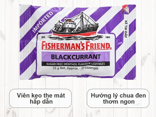 Kẹo cay con tàu không đường Fisherman's Friend hương lý chua đen gói 25g  Mã 101189639