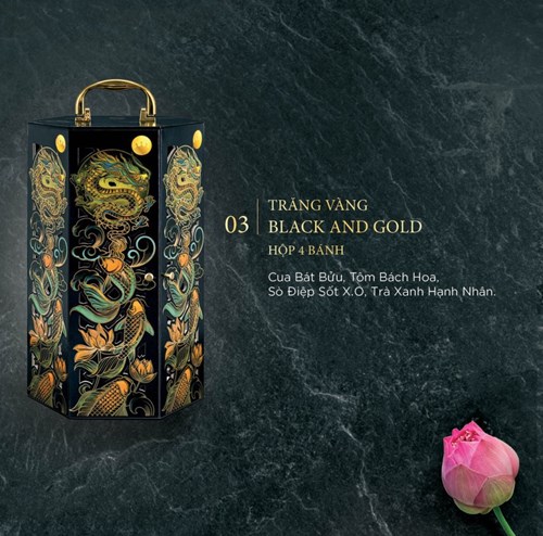 Bánh Trung Thu Kinh Đô Trăng Vàng Long Ngư Vọng Nguyệt - Hộp 4 bánh x160g + Trà Ô Long