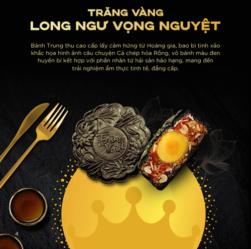 Bánh Trung Thu Kinh Đô Trăng Vàng Long Ngư Vọng Nguyệt - Hộp 4 bánh x160g + Trà Ô Long