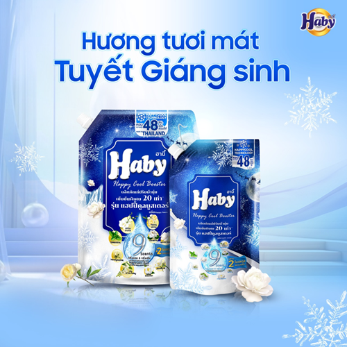 Nước xả vải Haby hương tươi mát Tuyết giáng sinh 2L túi xanh dương
