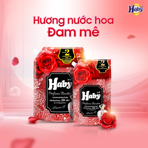 Nước xả vải Haby hương nước hoa đam mê 2L túi đỏ