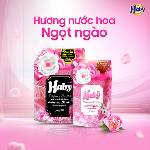 Nước xả vải Haby hương nước hoa ngọt ngào 2L túi hồng