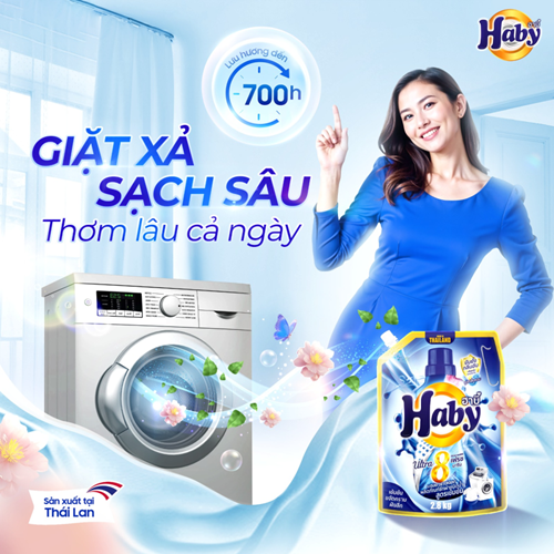Nước giặt Haby hương biển xanh Fresh Marine 2800ml túi xanh dương