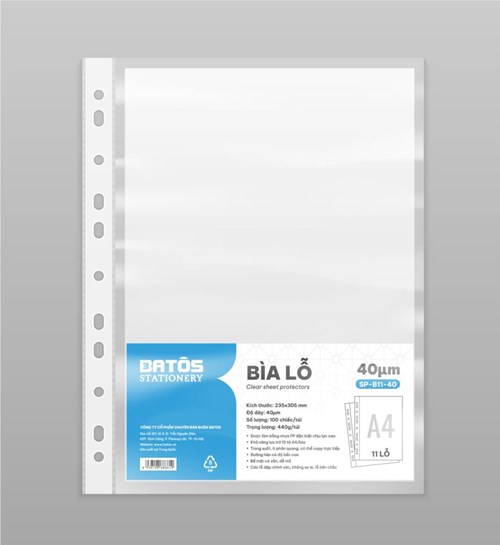 Bìa lỗ Batos A4 túi 10 tờ