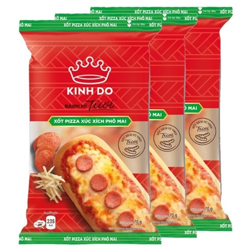Bánh mỳ tươi Kinh Đô sốt pizza xúc xích phô mai 70g/ chiếc