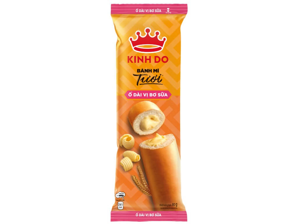 Bánh mì tươi Kinh Đô ổ dài nhân bơ sữa 80gr/ chiếc