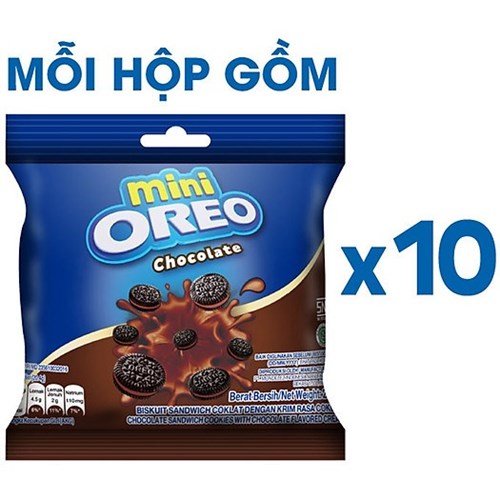 Bánh quy nhân kem Socola Oreo Mini gói 20.4g