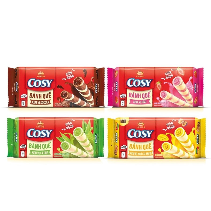 Cosy Bánh quế Thấp cẩm 117.6g (Socola - Dứa - Dâu - Xoài)