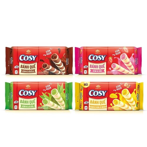 Cosy Bánh quế Thấp cẩm 117.6g (Socola - Dứa - Dâu - Xoài)