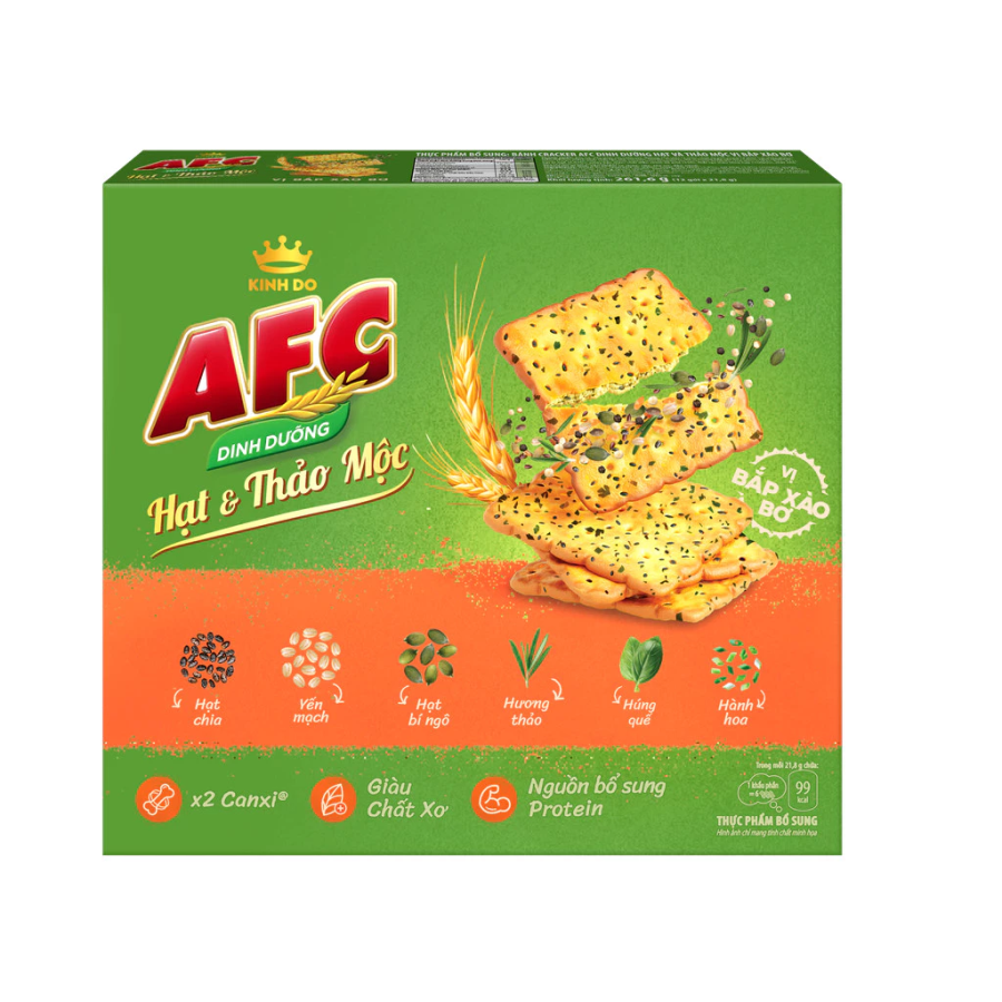 Bánh Quy Dinh Dưỡng AFC Hạt Và Thảo Mộc Vị Bắp Xào Bơ  261.6g