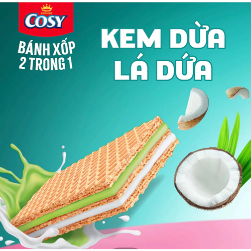 Bánh Xốp Cosy 2 Trong 1 Vị Dừa Lá Dứa 99.8g