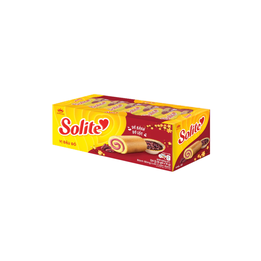Bánh Bông Lan Solite Cuộn Kem Vị Đậu Đỏ 324g