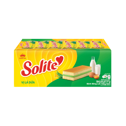 Bánh Bông Lan Solite Tầng Kem Vị Lá Dứa 306g/ hộp