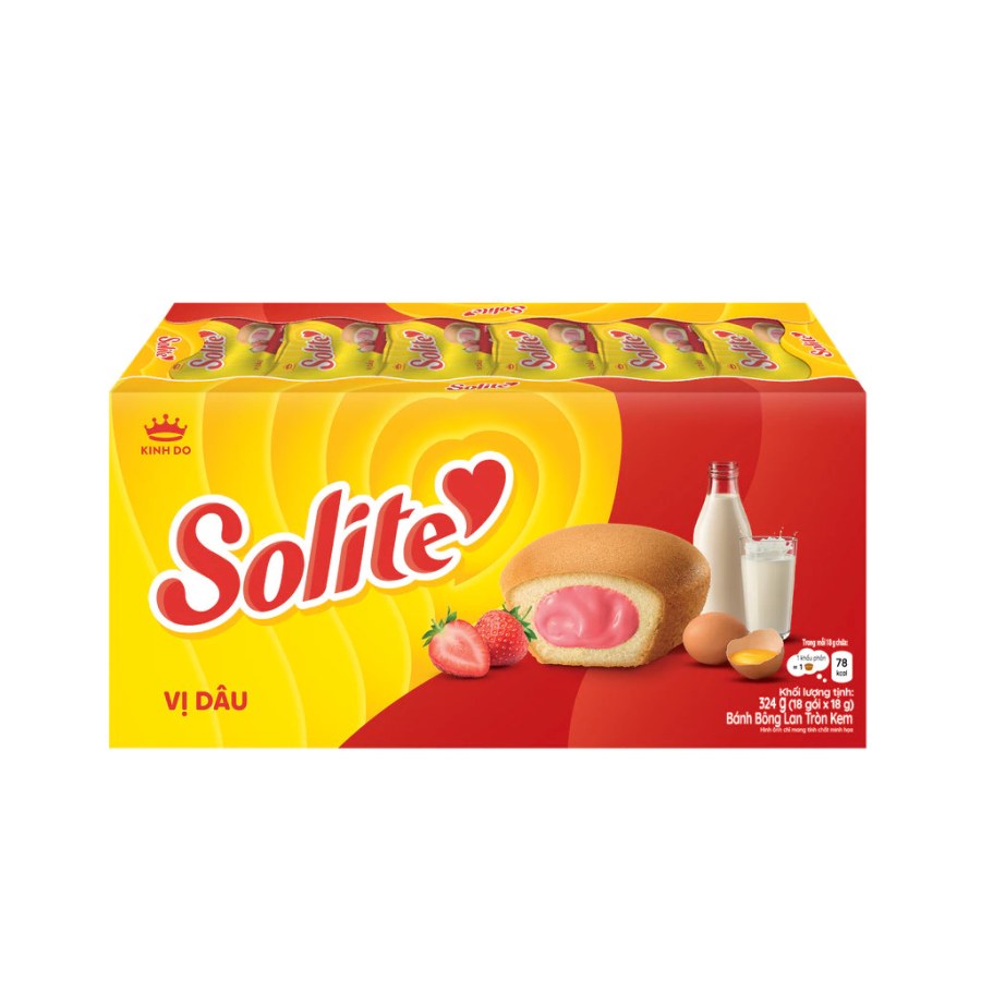 Bánh Solite Tròn Kem vị Dâu 324g