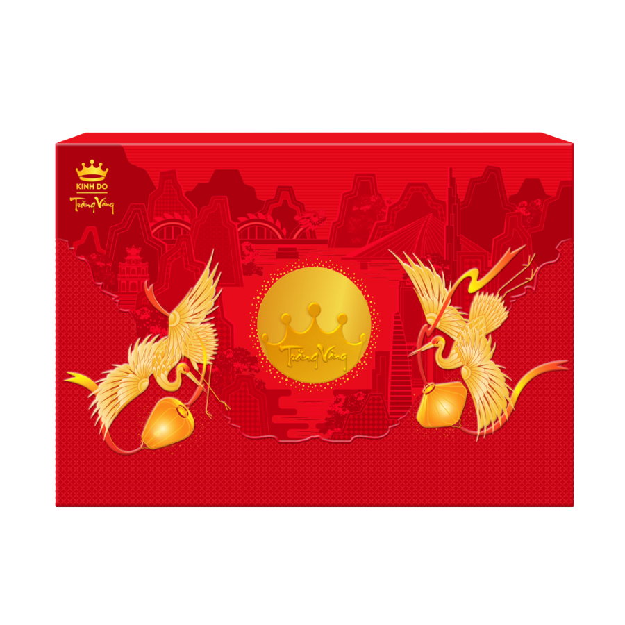 Bánh Trung Thu Kinh Đô Trăng Vàng Hoàng Kim Vinh Hiển 4 bánh x 160g x Trà ô long 50g