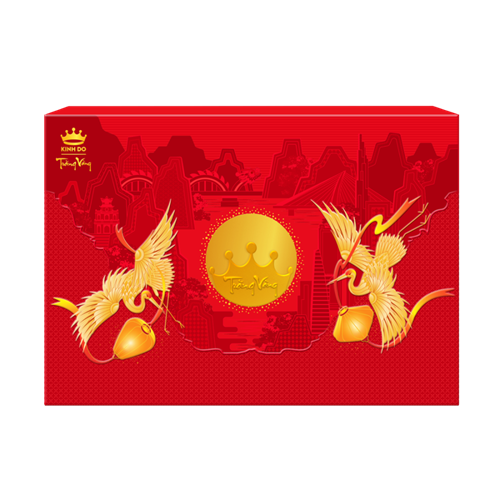 Bánh Trung Thu Kinh Đô Trăng Vàng Hoàng Kim Vinh Hiển 4 bánh x 160g x Trà ô long 50g