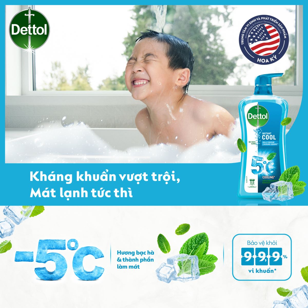 Sữa tắm Dettol Instant Cool cho mùa hè mát lạnh
