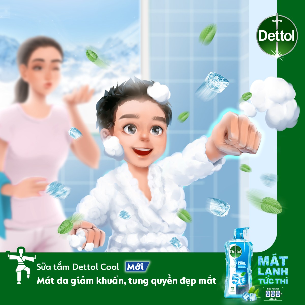 Sữa tắm Dettol Instant Cool cho mùa hè mát lạnh