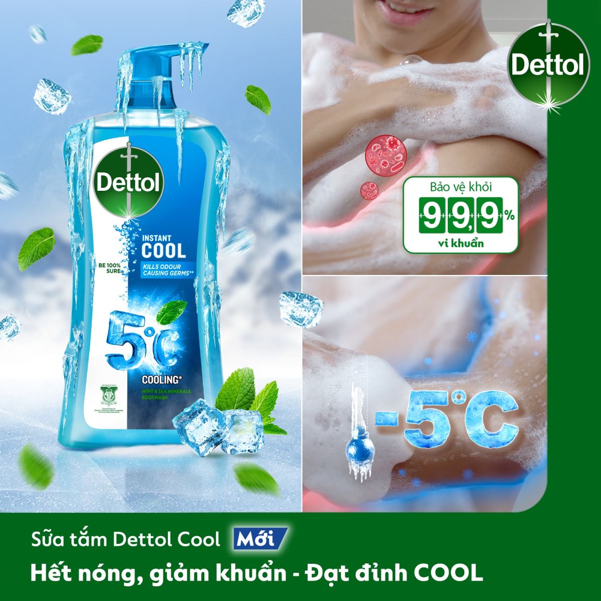 Sữa tắm Dettol Instant Cool cho mùa hè mát lạnh