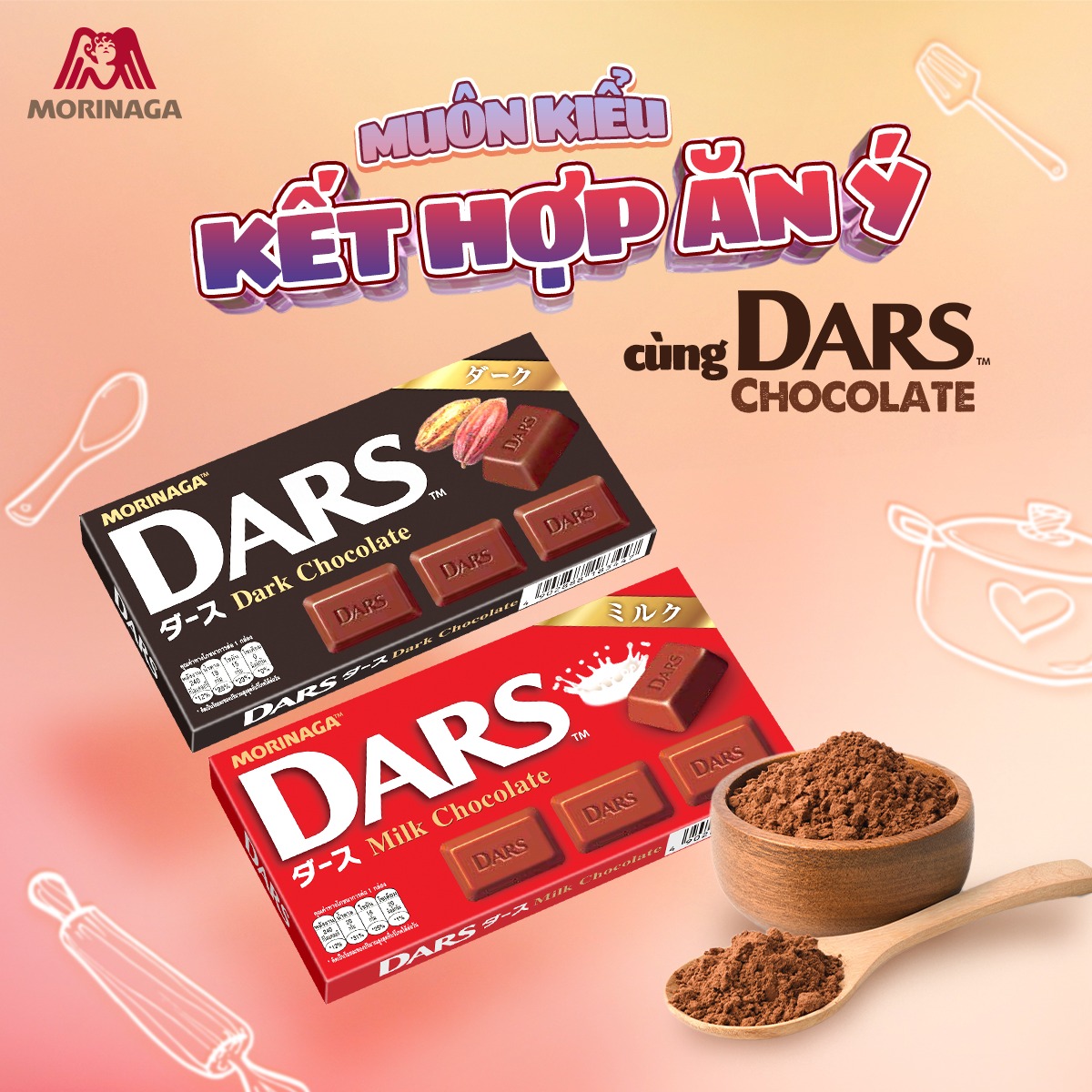Morinaga Dars có bao nhiêu loại socola đen?