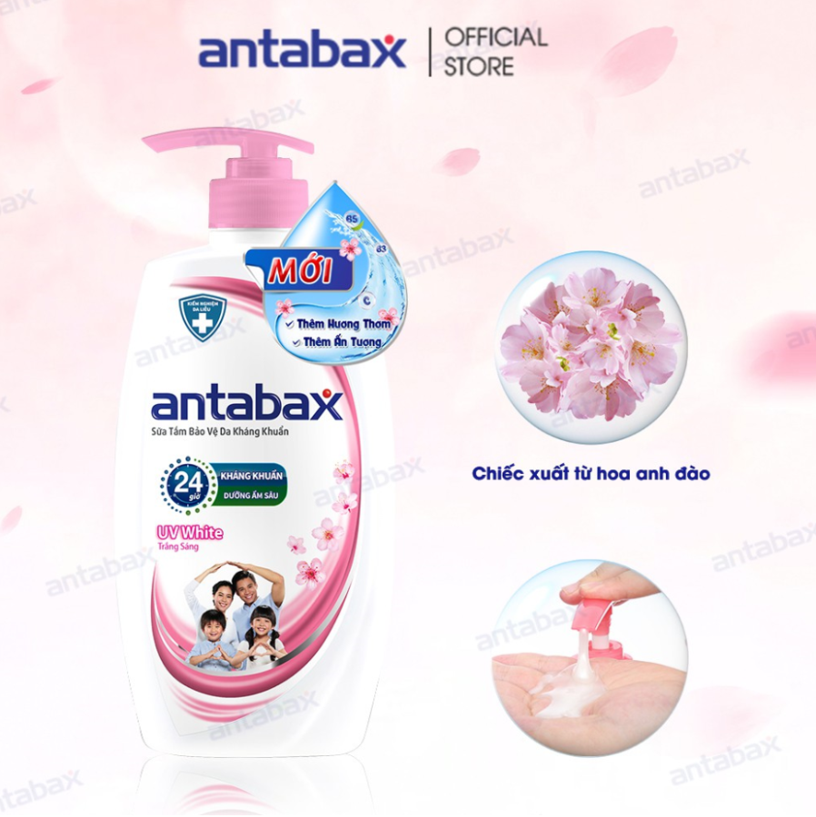 Sữa tắm Antabax UV White hương hoa anh đào loại mùi mồ hôi, bụi bẩn đeo bám