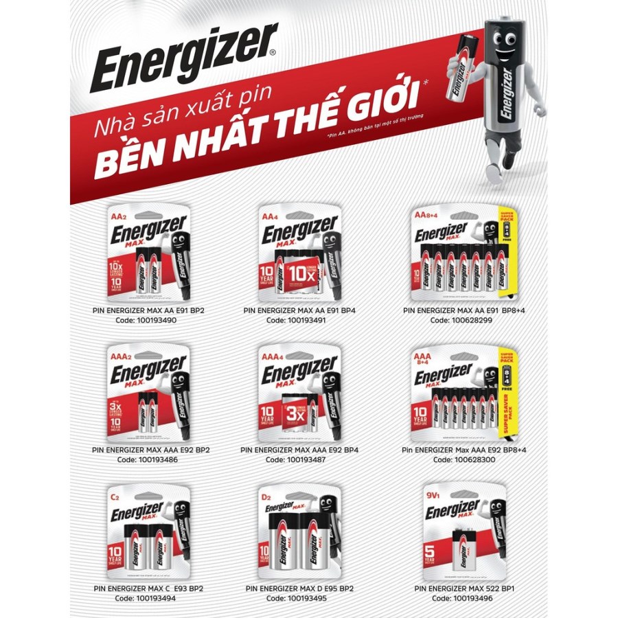 Tổng hợp các loại pin Energizer hiện nay trên thị trường