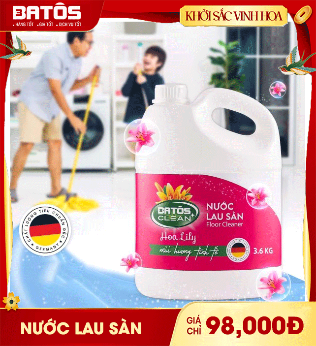 Sàn nhà sạch bong, đón lộc đầu năm với nước lau sàn Batos Clean